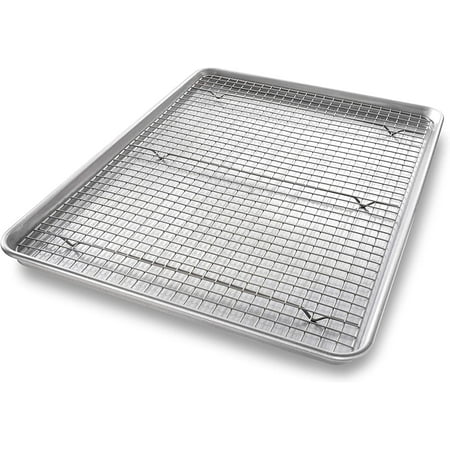 USA Pan 1607CR Bakeware Extra Large Sheet Baking Pan and Bakeable Nonstick Cooling Rack Set XL Metal
USA Pan 1607CR Bakeware Extra Large Sheet Baking Pan and Bakeable Nonstick Cooling Rack Set XL Metal