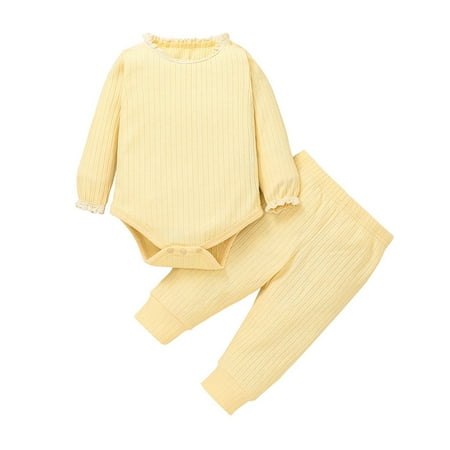 Baby Girls Clothes Sets Solid Color Lace Splice Ribbed Long Sleeve Romper Bodysuit Pants Outfits Size 3 Months-24 Months
Baby Girls Clothes Sets Solid Color Lace Splice Ribbed Long Sleeve Romper Bodysuit Pants Outfits Size 3 Months-24 Months