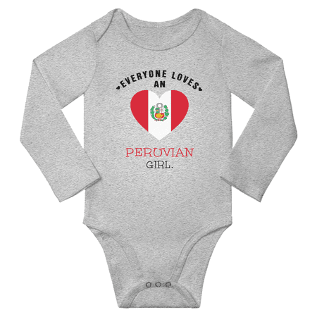 Everyone Loves An Peruvian Girl Baby Long Slevve Jumpsuits (Gray 3-6 Months)