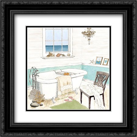 Seaside Spa I 2x Matted 20x20 Black Ornate Framed Art Print by Haybittel, Jocelyn