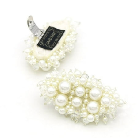 1pcs Women Wedding Bride Shoe Clip Charm Buckle Pearl Decoration Clips Shoe Decorations Big Pearl PEARL OVAL