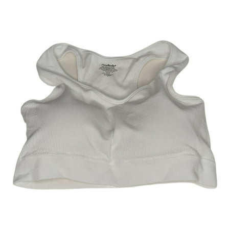 Anybody Sz 1X Rib Knit Seamless Cozy Lounge Bralette White A393149 Plus Size