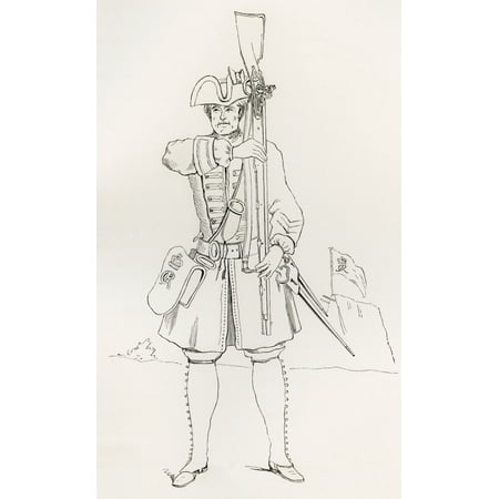 Club Your Firelock Etching From Manual Exercise Of The Foot Guards 1745 From The British Army Its Origins Progress And Equipment Published 1868 Canvas Art - Ken Welsh Design Pics (22 x 36)
