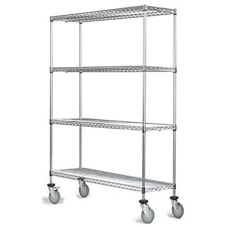 

14 Deep x 72 Wide x 69 High 4 Tier Stainless Steel Wire Mobile Shelving Unit with 1200 lb Capacity