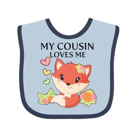 Inktastic My Cousin Loves Me- little fox Gift Baby Boy or Baby Girl Bib