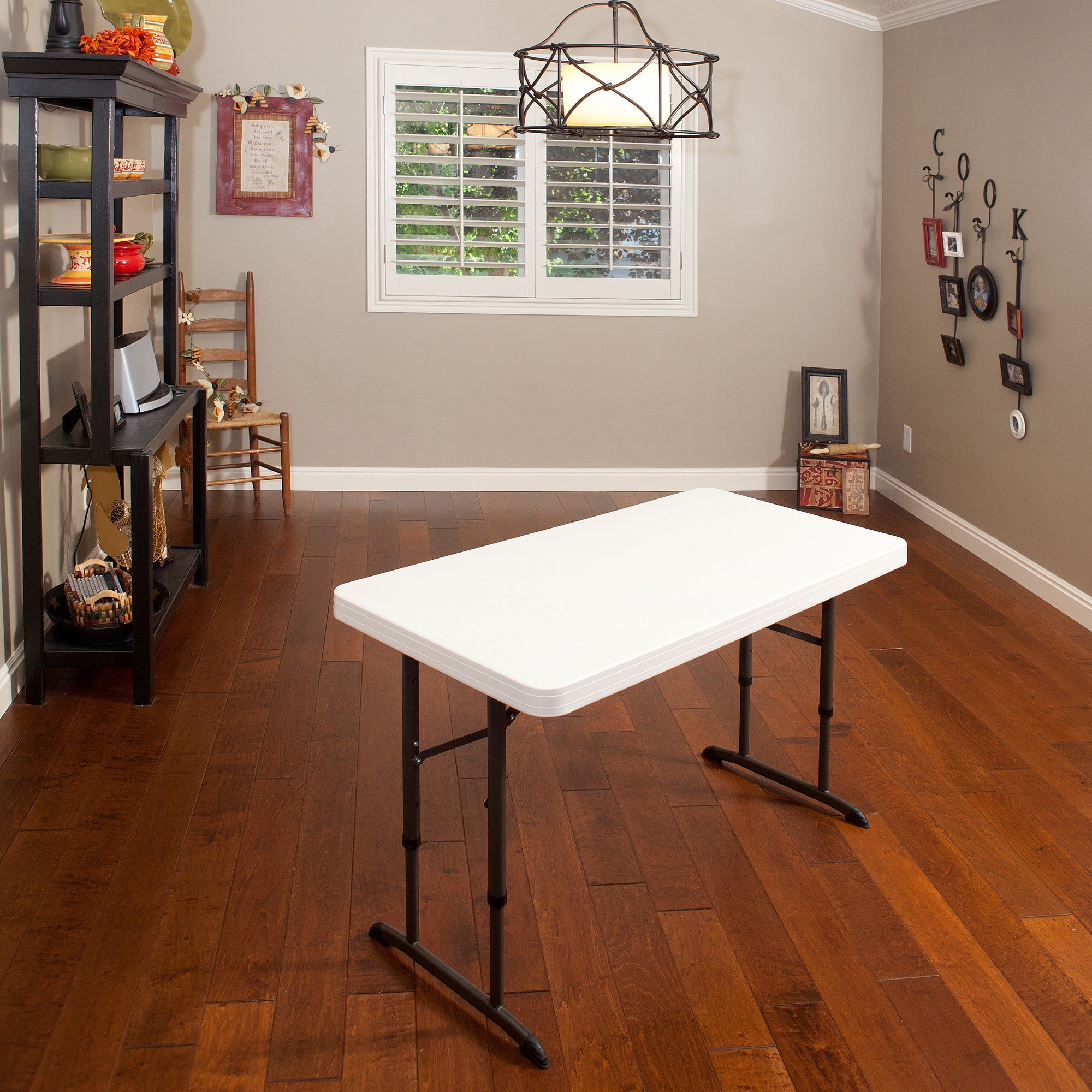 Lifetime 4\u0026#39; Adjustable Folding Table, White Granite - Walmart.com