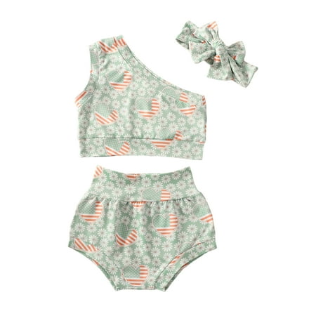 Peyakidsaa Newborn Baby Girl Clothes Cotton Infant Sleeveless One Shoulder Vest + Floral Flag Print Shorts + Headband
Peyakidsaa Newborn Baby Girl Clothes Cotton Infant Sleeveless One Shoulder Vest + Floral Flag Print Shorts + Headband