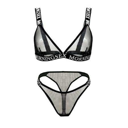 LSFYSZD 2Pcs Ladies Underwear Set Women Creative Letter Pattern Hollow Perspective Mesh Bra + Shorts Lingerie Suit
LSFYSZD 2Pcs Ladies Underwear Set Women Creative Letter Pattern Hollow Perspective Mesh Bra + Shorts Lingerie Suit