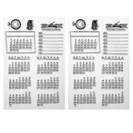 2pcs Portable Calendar Date DIY Hand Ledger Album Diary Silicone Finished Stamp