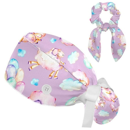 Working Cap with Buttons and Sweatband Scrub Hat Bouffant Caps with Scrunchie Pink Sheeps Balloons Tie Back Hats
Working Cap with Buttons and Sweatband Scrub Hat Bouffant Caps with Scrunchie Pink Sheeps Balloons Tie Back Hats