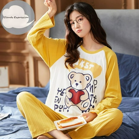 QWZNDZGR Spring Autumn New Women s Pajamas Sets Long sleeved Cartoon Casual Pajamas Knitted Cotton Home Sleepwear Loungewear Set M-XXXL
QWZNDZGR Spring Autumn New Women s Pajamas Sets Long sleeved Cartoon Casual Pajamas Knitted Cotton Home Sleepwear Loungewear Set M-XXXL