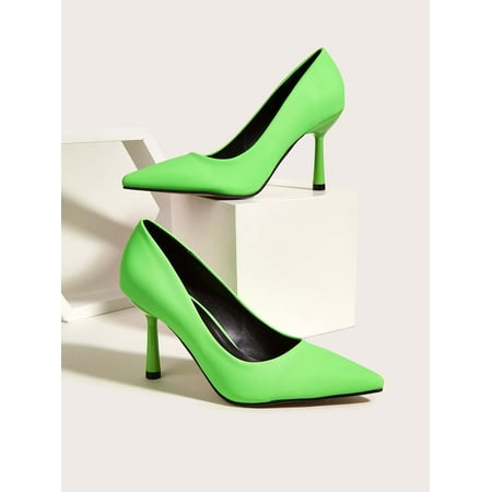 Neon-pink Point Toe Stiletto Heeled Court Pumps Women‘s Footwear