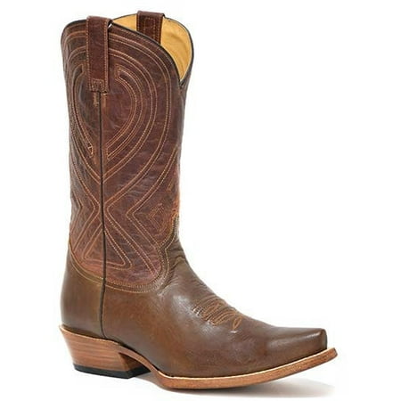 Men s Stetson Mossman Leather Boots Handcrafted Oiled Brown