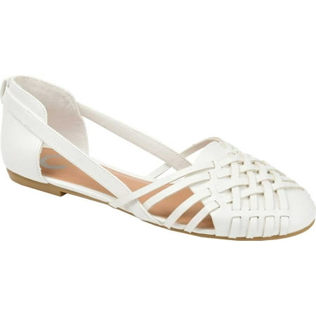 Women s Journee Collection Ekko Flat White Faux Leather 7 M