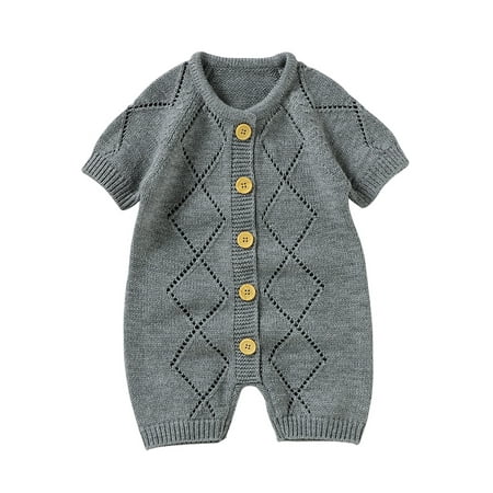 One opening Baby Sweater Romper Unisex Infant Boy Girl Knitted Romper Jumpsuit Short Sleeve Solid Color Neutral Rompers
One opening Baby Sweater Romper Unisex Infant Boy Girl Knitted Romper Jumpsuit Short Sleeve Solid Color Neutral Rompers