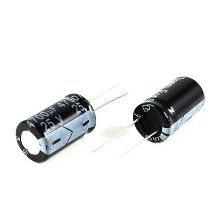 2 Pcs 4700uF 25V 105C Electrolytic Capacitors Black 26x16mm