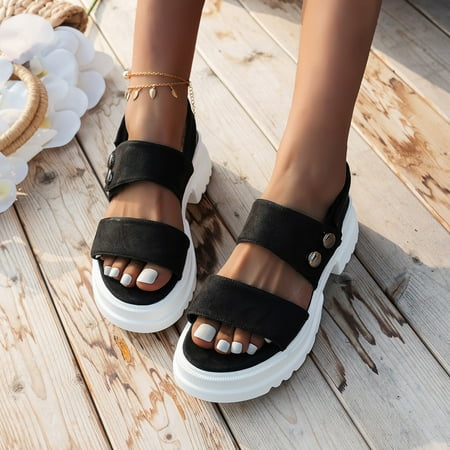 〖Yilirongyumm〗 Black 38 Sandals Women Ladies Fashion Solid Color Flock Hook&Loop Beach Round Toe Platform Sandals
〖Yilirongyumm〗 Black 38 Sandals Women Ladies Fashion Solid Color Flock Hook&Loop Beach Round Toe Platform Sandals