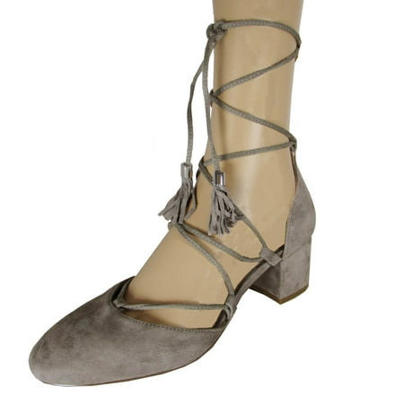 Steven Womens Valo Ghillie Pump Shoes Grey Suede US 9.5
