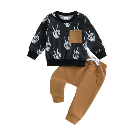 Sedceaty Toddler Baby Boys Halloween Clothing Sets Long Sleeve Skull Hand Print Tops Solid Color Pants Outfits
Sedceaty Toddler Baby Boys Halloween Clothing Sets Long Sleeve Skull Hand Print Tops Solid Color Pants Outfits