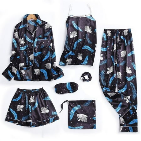 PIKADINGNIS Women Pajamas Spring Summer Sleepwear Set for Women Star Print Satin Women Short Long Sleeve Top Elastic Waist Pants Long Lounge
PIKADINGNIS Women Pajamas Spring Summer Sleepwear Set for Women Star Print Satin Women Short Long Sleeve Top Elastic Waist Pants Long Lounge