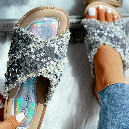 YOTAMI Slippers for Women Women s Ladies Fashion Casual Sequins Fringe Hem Slippers Sandals Flat Shoes Silver
YOTAMI Slippers for Women Women s Ladies Fashion Casual Sequins Fringe Hem Slippers Sandals Flat Shoes Silver