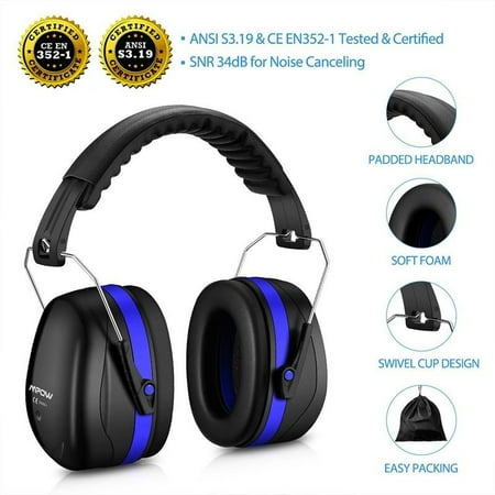 MPOW Noise Reduction Safety Ear Muffs with Adjustable Blue
