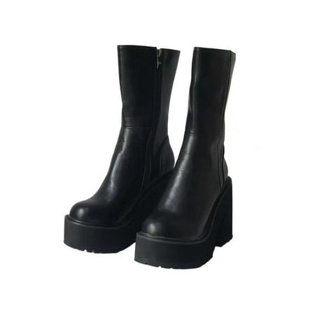 Tenmix Women Platform Boots Chunky Heel High Boot Mid-Calf Punk Shoes Side Zip Work Fashion Anti Slip Black 5
Tenmix Women Platform Boots Chunky Heel High Boot Mid-Calf Punk Shoes Side Zip Work Fashion Anti Slip Black 5