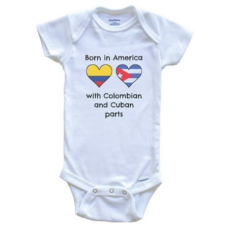 Born In America With Colombian and Cuban Parts Funny Colombia Cuba Flags One Piece Baby Bodysuit
Born In America With Colombian and Cuban Parts Funny Colombia Cuba Flags One Piece Baby Bodysuit