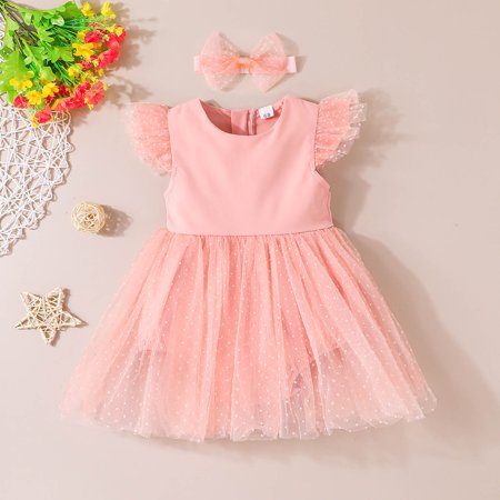 Cotton Blend Girls Fly Sleeve Romper Dresses Toddler Dot Printed Tulle Princess Dress Headbands Set
Cotton Blend Girls Fly Sleeve Romper Dresses Toddler Dot Printed Tulle Princess Dress Headbands Set