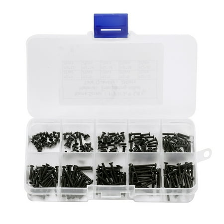 Bafind 250pcs 4-20 Size M2 KM Countersunk Cross Flat Head Screws Kit (Black)