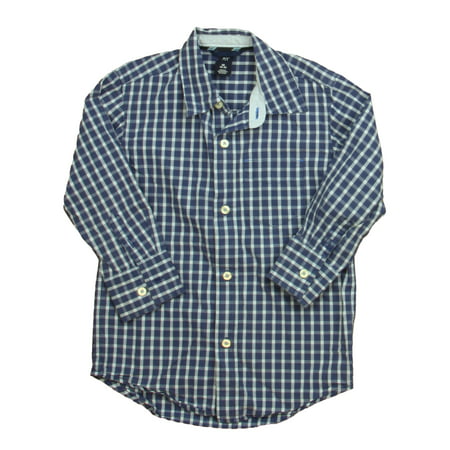 

Pre-owned Gap Boys Blue Check Button Down Long Sleeve size: 4-5T