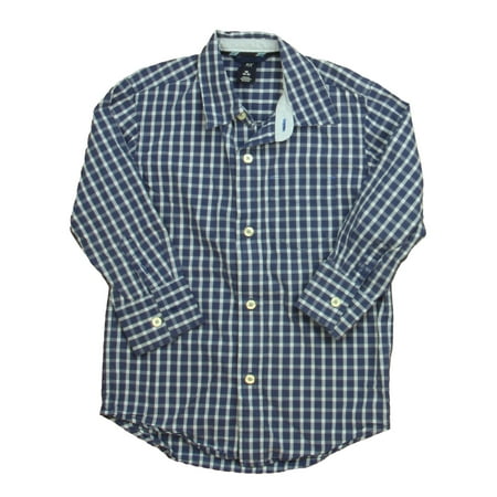 Pre-owned Gap Boys Blue Check Button Down Long Sleeve size: 4-5T