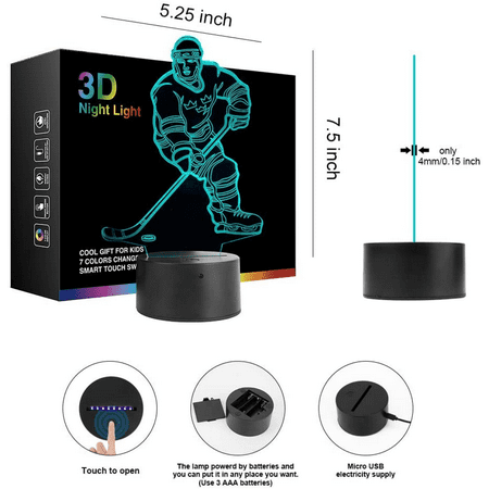 SAYTAY Hockey Player 3D Night Light Lamps for Kids 7 LED Color Changing Touch Table Desk Lamps Lighting Cool Toys Gifts Birthday Decoration
SAYTAY Hockey Player 3D Night Light Lamps for Kids 7 LED Color Changing Touch Table Desk Lamps Lighting Cool Toys Gifts Birthday Decoration
