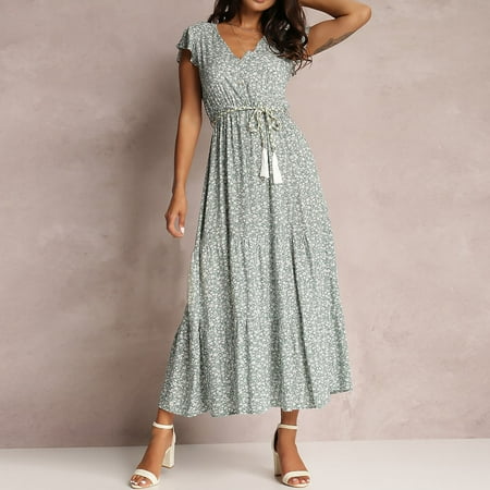 TIHLMK Dress Deals Clearance Women s Fashion Bohemian V-neck Loose Short Sleeve Print Ankle Length Dress+Belt
TIHLMK Dress Deals Clearance Women s Fashion Bohemian V-neck Loose Short Sleeve Print Ankle Length Dress+Belt