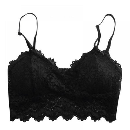 Monfince Women s Wireless Beauty Back Lace Bra Soft Brassiere Black
