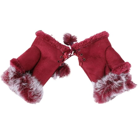 harmtty 1 Pair Women Gloves Faux Rabbit Fur Half Finger Autumn Winter Coldpoof Drawstring Gloves for Vacation Brick Red
harmtty 1 Pair Women Gloves Faux Rabbit Fur Half Finger Autumn Winter Coldpoof Drawstring Gloves for Vacation Brick Red