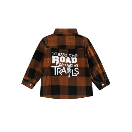 Toddler Baby Boys Girls Lapel Long Sleeve Button Down Plaid Tops Jacket