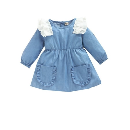 uukiA Infant Baby Girl 3-24 Months A-Line Dress Blue Round Neck Lantern Sleeve With Pocket
uukiA Infant Baby Girl 3-24 Months A-Line Dress Blue Round Neck Lantern Sleeve With Pocket