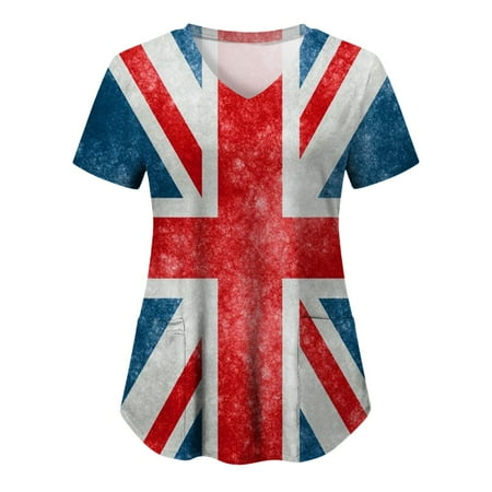 Women Scrubs Top Casual Independence Day Flag Printed Short Sleeve Loose Top With Pocket V-Neck Pocket Carer Suit Uniform Nurses Clothing Workwear
Women Scrubs Top Casual Independence Day Flag Printed Short Sleeve Loose Top With Pocket V-Neck Pocket Carer Suit Uniform Nurses Clothing Workwear