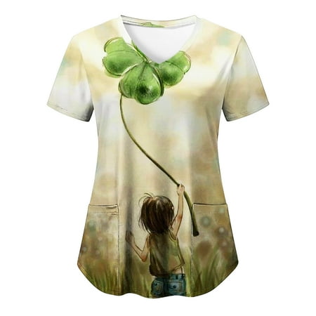 St. Patrick s Day Scrub Tops for Women Short Sleeve V Neck Shamrock Graphics Nurse Uniform Shirts with Pocket
St. Patrick s Day Scrub Tops for Women Short Sleeve V Neck Shamrock Graphics Nurse Uniform Shirts with Pocket