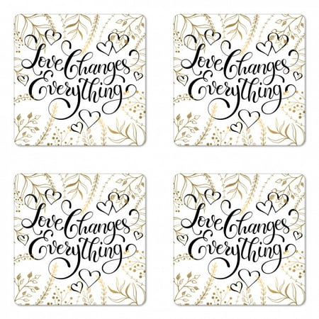 Romantic Coaster Set of 4 Foliage Pattern Frame Style Heart Shapes and an Inspirational Words Square Hardboard Gloss Coasters Standard Size Sepia Peach Black by Ambesonne
Romantic Coaster Set of 4 Foliage Pattern Frame Style Heart Shapes and an Inspirational Words Square Hardboard Gloss Coasters Standard Size Sepia Peach Black by Ambesonne