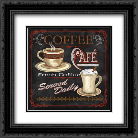 Coffee Cafe 2x Matted 20x20 Black Ornate Framed Art Print by Knutsen, Conrad