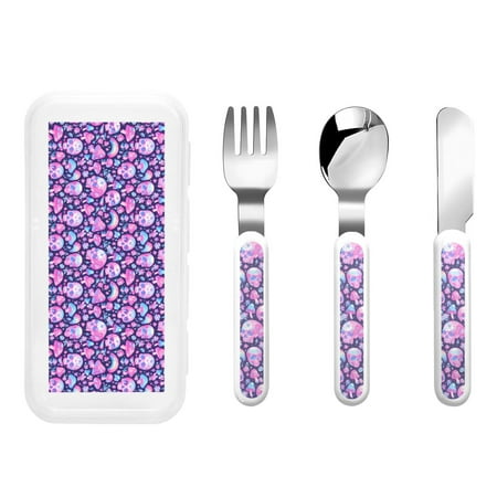 Easygdp Skull Rainbow Mushroom 3-Piece Flatware Set Kids Silverware Stainless Steel Toddler Kids Utensils Safe for Preschooler Children
Easygdp Skull Rainbow Mushroom 3-Piece Flatware Set Kids Silverware Stainless Steel Toddler Kids Utensils Safe for Preschooler Children