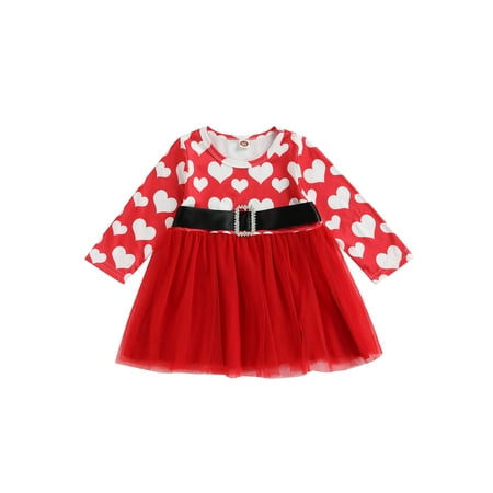 Suanret Kids Baby Girls Valentine s Day Dress Hearts Print Long Sleeve Patch Princess Tulle Dress with Belt Red 2-3 Years
Suanret Kids Baby Girls Valentine s Day Dress Hearts Print Long Sleeve Patch Princess Tulle Dress with Belt Red 2-3 Years