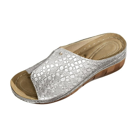 MIASHUI Womens Sandals Shoes Women s Casual Sandals Solid Color Fashion Leather Wedge Sandals Casual Summer Shoes Silver 8
MIASHUI Womens Sandals Shoes Women s Casual Sandals Solid Color Fashion Leather Wedge Sandals Casual Summer Shoes Silver 8