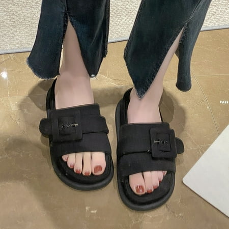 HAOTAGS Womens Flat Sandals Buckle Strap Open Toe Slip On Casual Summer Beach Shoes Black Size 6
HAOTAGS Womens Flat Sandals Buckle Strap Open Toe Slip On Casual Summer Beach Shoes Black Size 6