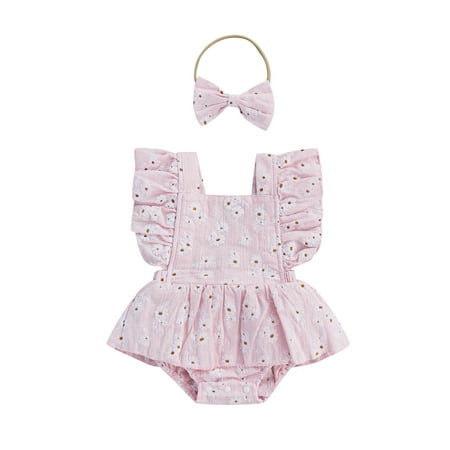 Suanret Summer Newborn Baby Girls Cute Romper Flower Embroidery Ruffle Sleeves Backless Jumpsuit Skirts Headband Outfits Pink 0-3 Months
Suanret Summer Newborn Baby Girls Cute Romper Flower Embroidery Ruffle Sleeves Backless Jumpsuit Skirts Headband Outfits Pink 0-3 Months
