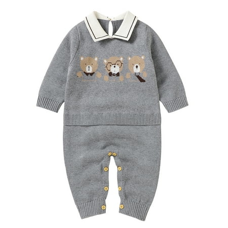 Glookwis Baby Long Sleeve Playsuit Cute Jumpsuit Cartoon Print Ribbed Knit Bodysuit Bear Printed Buttons Romper Gray 68cm
Glookwis Baby Long Sleeve Playsuit Cute Jumpsuit Cartoon Print Ribbed Knit Bodysuit Bear Printed Buttons Romper Gray 68cm