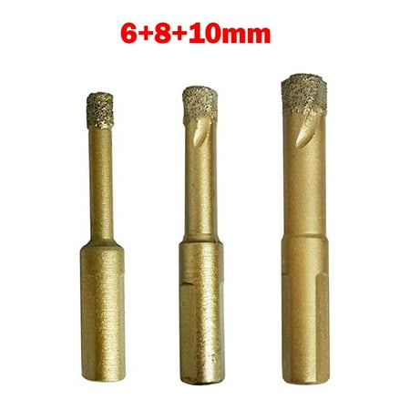 3Pcs Ceramic Diamond Hole Drill Bits Set for Porcelain Granite Tile Glass
