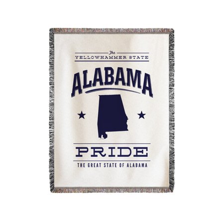 Alabama State Pride - Blue on White - Lantern Press Artwork (60x80 Woven Chenille Yarn Blanket)